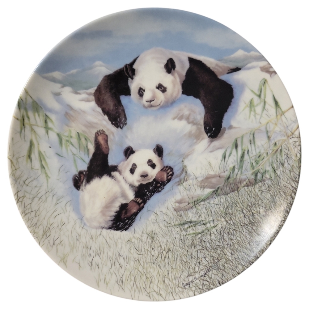 Vtg 1991 W.S. George A Frolic in the Snow 2nd Plate Panda Series Joyce Bridgett